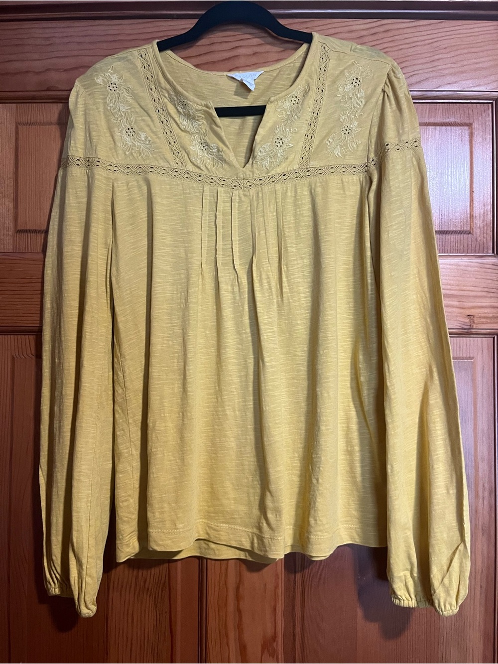 Caslon Yellow Embroidered Peasant Top